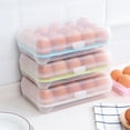 thumbnail image 4 of Egg Holder Refrigerator 15 Grids Eggs Tray Box with Lid Clear Stackable Plastic Storage Container  White, 4 of 9