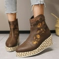 thumbnail image 1 of LSLJS Grandes Bottes en Coton Tridimensionnelles pour Femmes Fermeture Éclair Intérieure Surélevée Imitation Paille Tissée, Bottes Mi-Mollet pour Femmes, 1 of 4