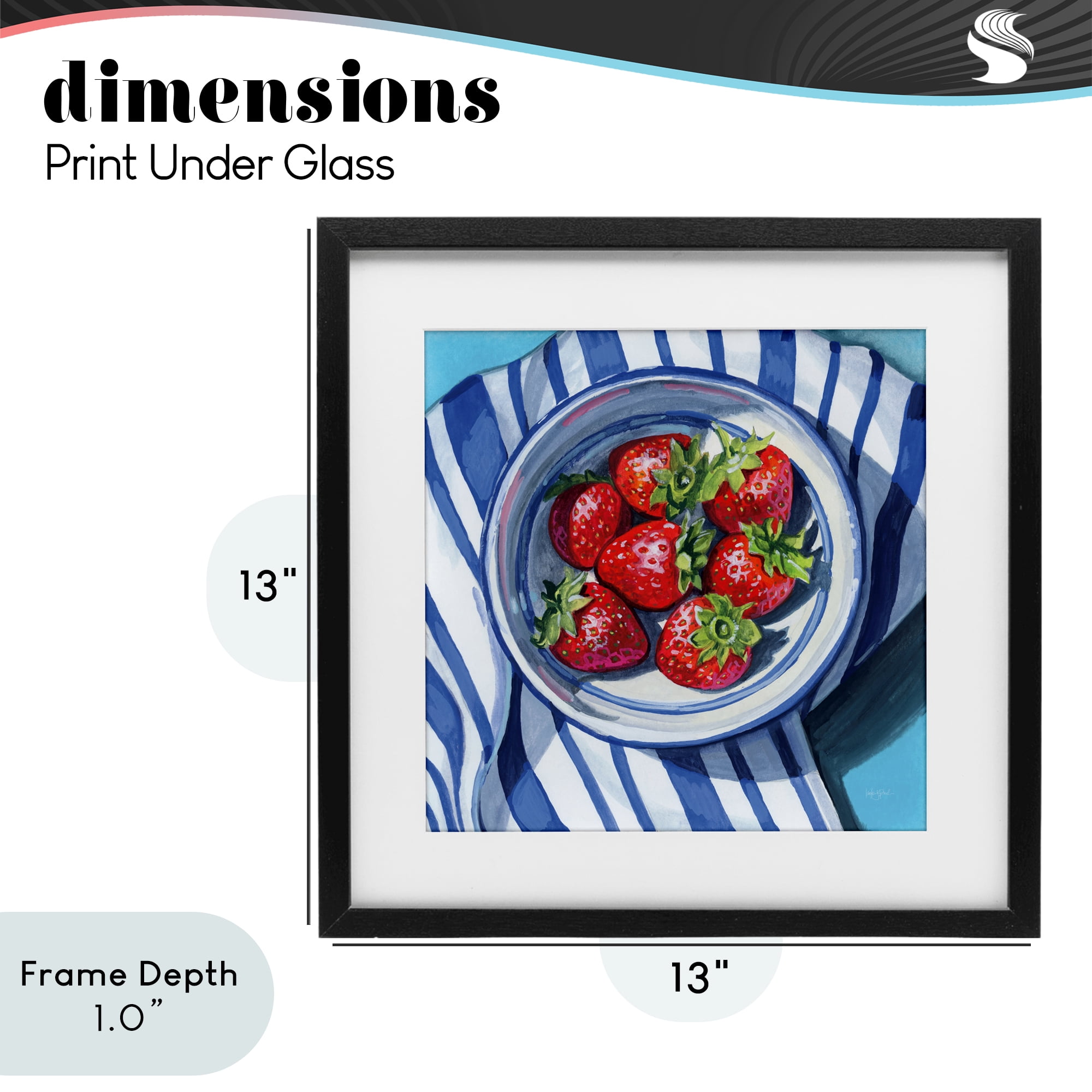 Stupell Industries Fresh Picked Kitchen Strawberries Black Framed Print Under Glass, design by Kate Jarvik Birch