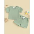 thumbnail image 2 of Infant Baby Shorts Set, Short Sleeve Crew Neck T-shirt with Elastic Waist Shorts 2-piece Outfit, 2 of 8