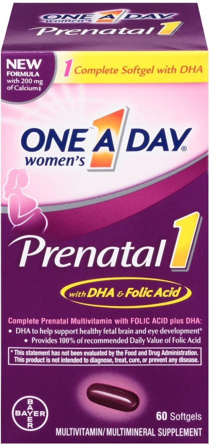 OneADay Prenatal 1 with DHA & Folic Acid, Softgels 60 ea Pack of 3 in
