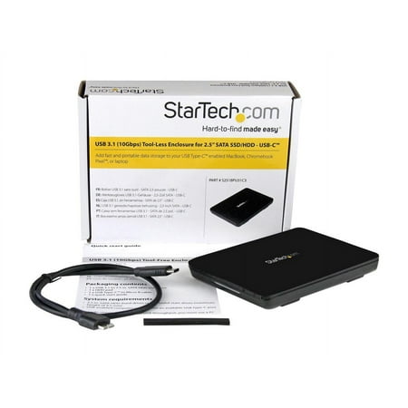 StarTech.com - USB 3.1 Tool-Free Drive Enclosure for 2.5" Hard Drives and Solid State Drives - Black