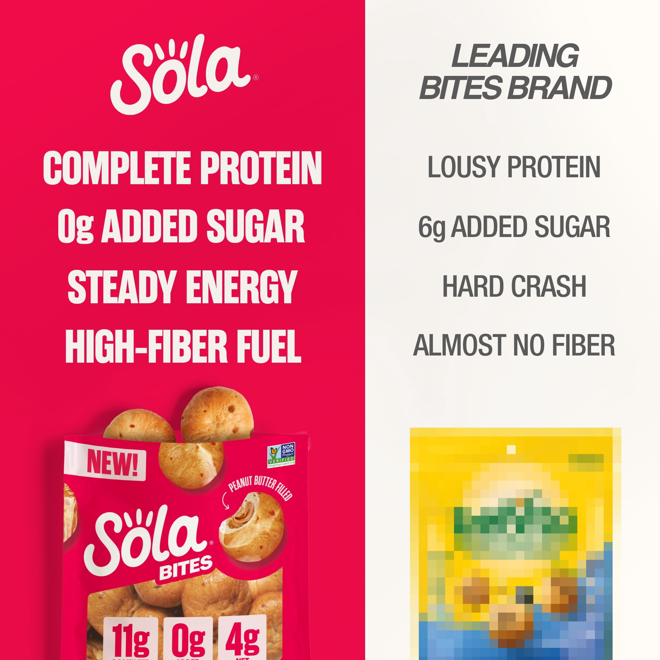 Sola PB Stuffed Strawberry Bites, 12 Energy Bites, Resealable Pouch