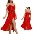 thumbnail image 2 of Womens Sleeveless Long Nightgown Wide Strap Chemise Summer Loose Sleepshirt Red S, 2 of 5