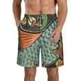 thumbnail image 2 of Uemuo Rich Fish Pattern Men's Swim Trunks Hawaiian Beach Bathing Suit Swimsuits Beach Quick-Dry Shorts with Pockets-Small, 2 of 9