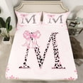 thumbnail image 2 of Castle Fairy Monogrammed Letter 3pcs Twin Sheet Sets,Leopard Print Twin Fitted Sheet,Kawaii Bow Breathable Flat Sheet,Ultra Soft Floral Home Decor, 2 of 7