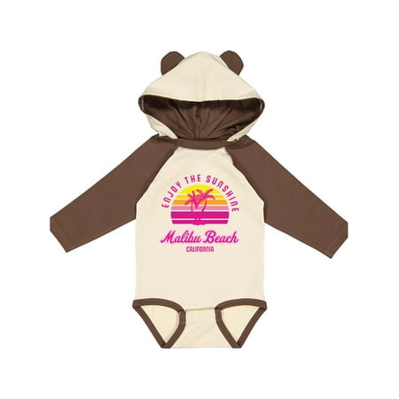 

Inktastic Summer Enjoy the Sunshine Malibu Beach California in Pink Gift Baby Boy or Baby Girl Long Sleeve Bodysuit