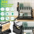 thumbnail image 4 of Brochao 2 Tier Dish Racks for Kitchen Counter, Durable Stainless Steel Dish Rack, Detachable Dish Drying Rack with Drainboard and Cutlery Holder, Black, 4 of 8