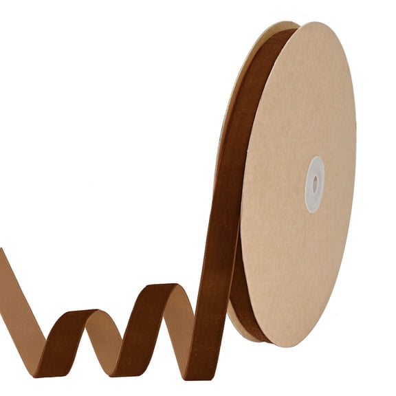 LoomJoyz Brown Velvet Ribbon 5/8 Inch X 25 Yards Fabric Christmas Ribbon for Gift Wrapping Wreath Decoration Handmade Craft Ornaments Bow Making