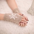 thumbnail image 2 of Casual Snowflake Print Knitted Fingerless Mittens For Winter Warmth And Fashion Comfort, 2 of 3