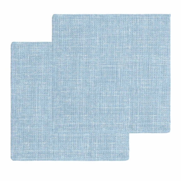 Light Blue Kitchen Dish Towels for Drying Dishes Set of 2, Farmhouse Vintage Blue Solid Color Modern Waffle Weave Microfiber Hand Tea Bathroom Towels Quick Dry & Absorbent Towel 12x12