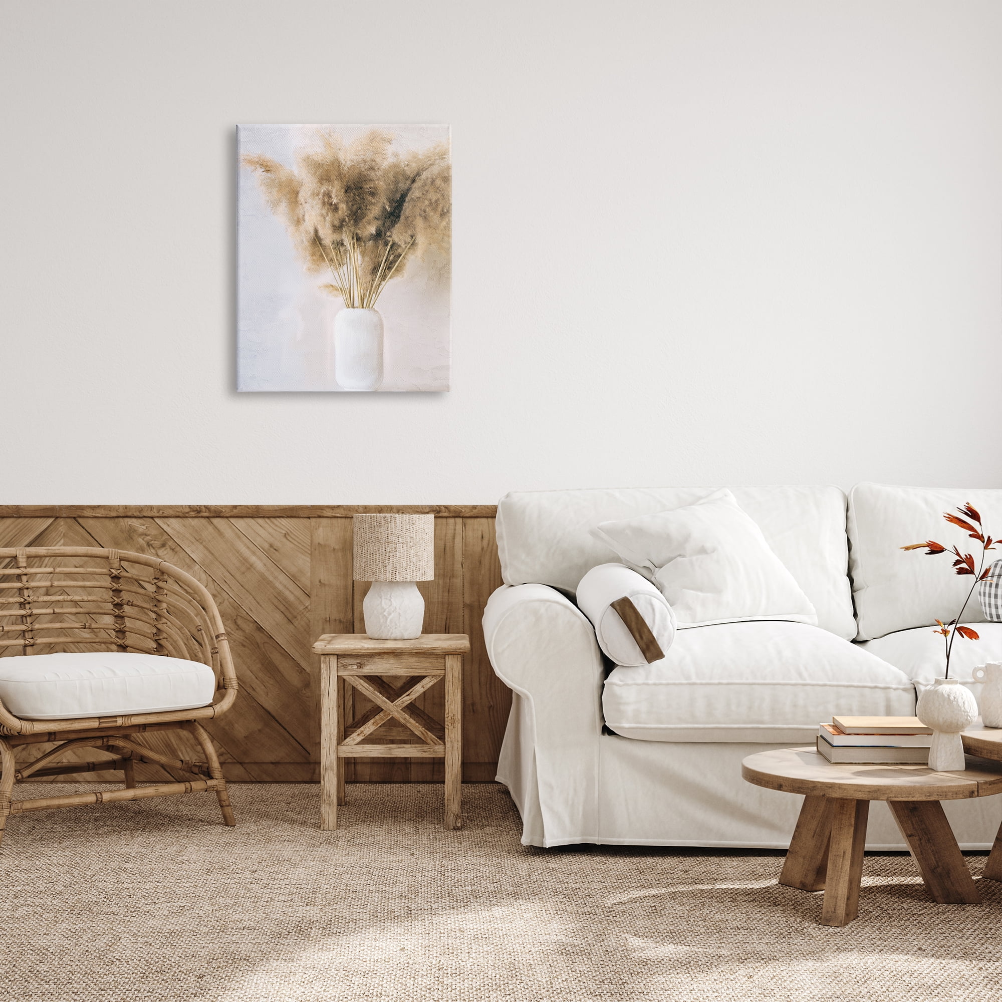 Stupell Industries Country Reeds in Vase Botanical & Floral Painting Gallery Wrapped Canvas Art Print Wall Art, 24 x 30