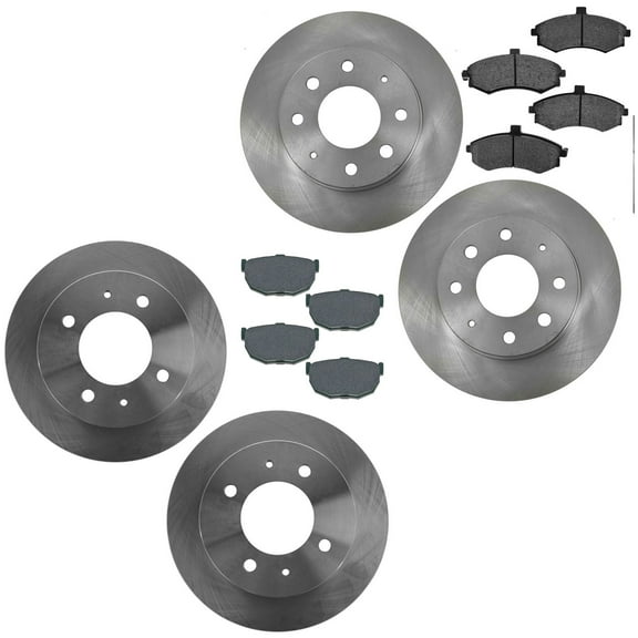 TRQ Front & Rear Posi Ceramic Disc Brake Pads & Rotor Kit for Hyundai Elantra BKA11759