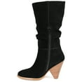 thumbnail image 2 of Journee Signature Womens Genuine Leather Syrinn Almond Toe Inside Zip Mid Calf Boots, 2 of 8