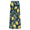 thumbnail image 5 of Navy Lemon Grove Print Women's Casual Wide Leg Pants Comfort Pockets Elastic Waist Loose Fit Pants, 5 of 7