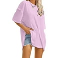 thumbnail image 2 of OSOLU Solid Color Women Summer Oversized T-Shirt Tshirts Tee Casual Short Sleeve Loose O-Neck Tops For Everyday Wear Leisure Dailywear, 2 of 9