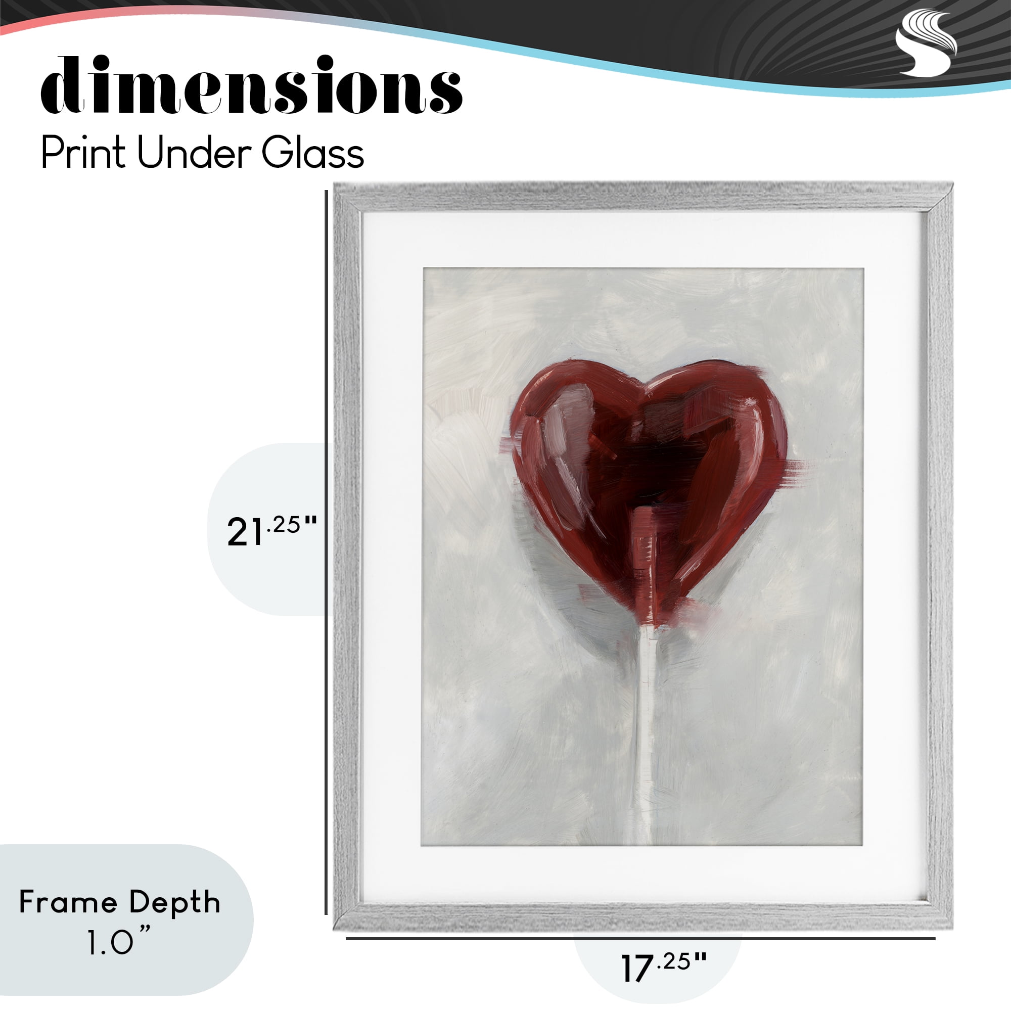 Stupell Industries Heart Shaped Lollipop Gray Framed Print Under Glass, design by Ethan Harper