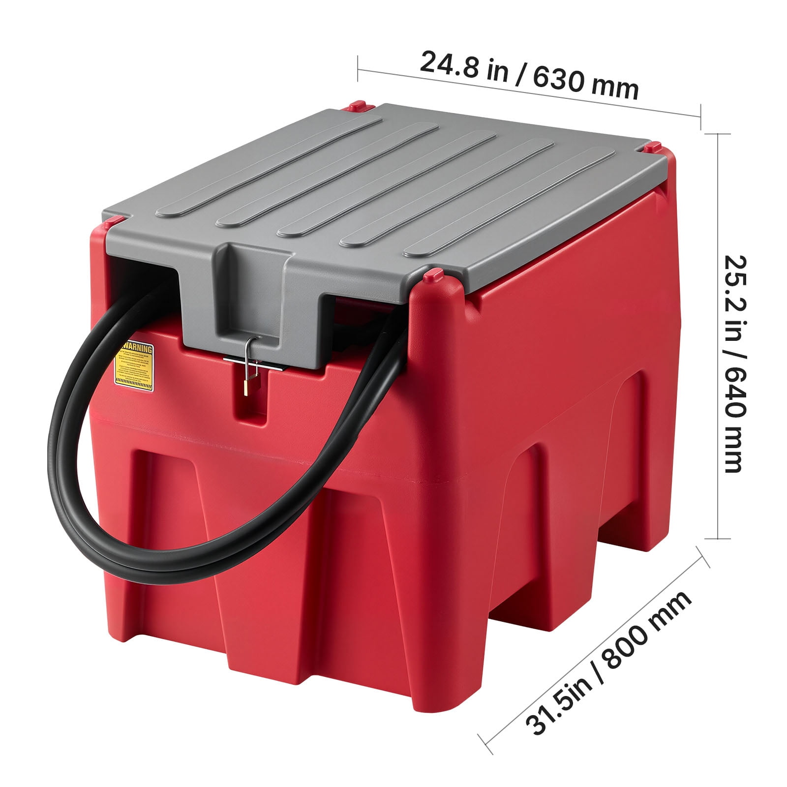KFFKFF Portable Diesel Tank, 58-Gallon Capacity with 10 GPM Flow Rate, Fuel Tank Featuring 12V Electric Pump and 13.1ft Rubber Hose, Durable PE Construction for Convenient Fuel Transport, Red