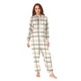 thumbnail image 2 of FORMRS Onesies Pajama for Adults Unisex Hoodie Winter Jumpsuit One Piece Sleepwear, Sizes S-2XL, Beige Plaid Pattern, 2 of 7