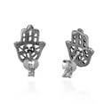 thumbnail image 3 of Tattoo Swirl Hamsa Hand Sterling Silver Stud Earrings | Sterling Silver Stud Earring for women | Hamsa Hand Stud Earrings | Stud Earrings, 3 of 5
