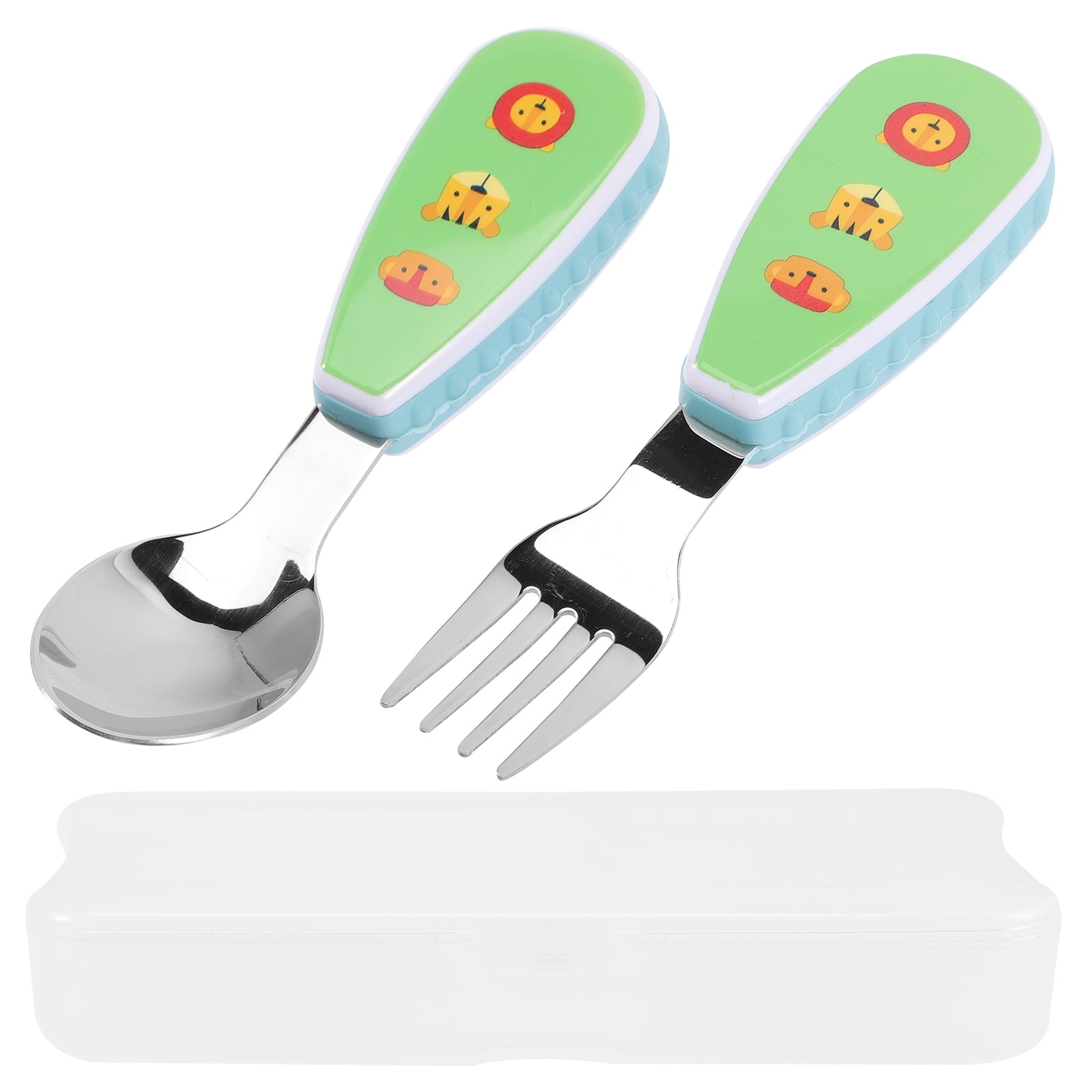 1 Set Toddler Utensils Cartoon Baby Forks and Spoons Eating Training