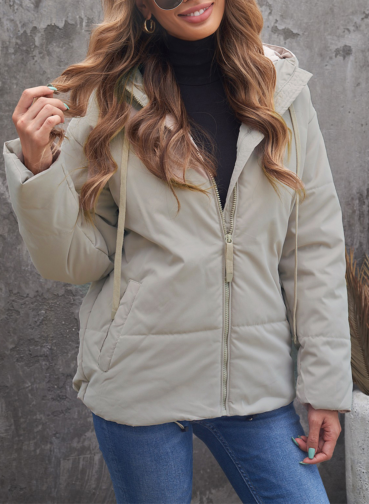 SHEWIN Women's Hooded Puffer Jacket Short Coat photo 3