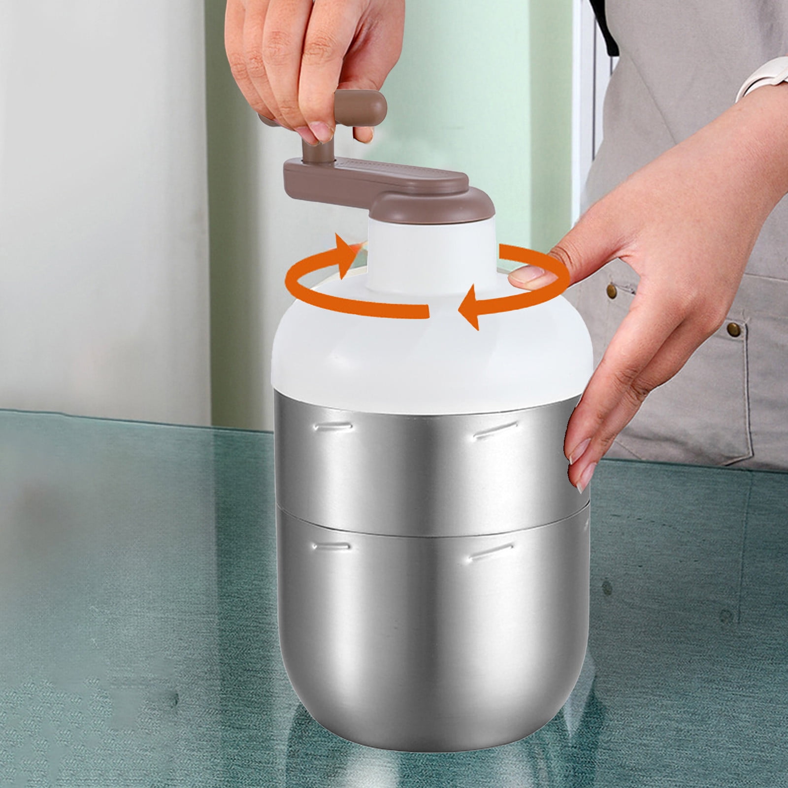Fufafayo Manual Ice Crusher, Rotary Hand Crank Ice Shaver, Small Household Commercial Shaved Ice Maker, Crushes Ice Cubes for Snow Cones, Slushies, Drinks, Smoothies, Cocktails, Kitchen, Party