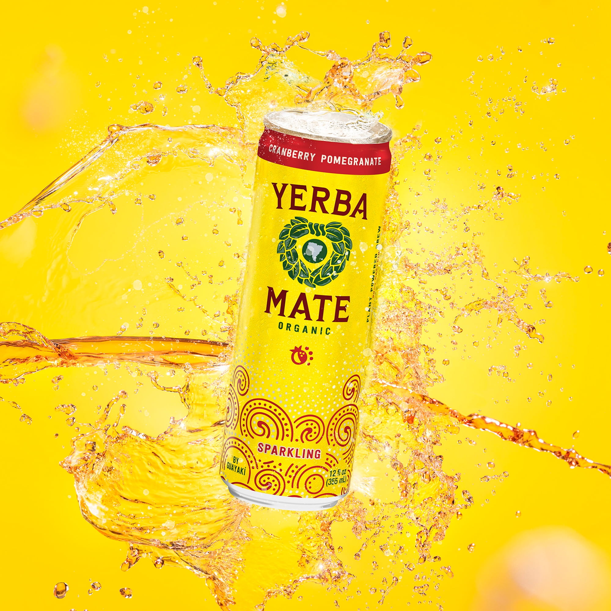 Guayakí Yerba Mate, Organic Sparkling Cranberry Pomegranate, 80mg Natural Plant Based Caffeine, Smooth Energy & Focus, Carbonated, 12 Oz (Pack of 12)