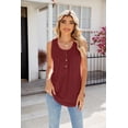 thumbnail image 5 of Summer Round Neck Sleeveless Button Solid Color Casual Women's Top, 5 of 8