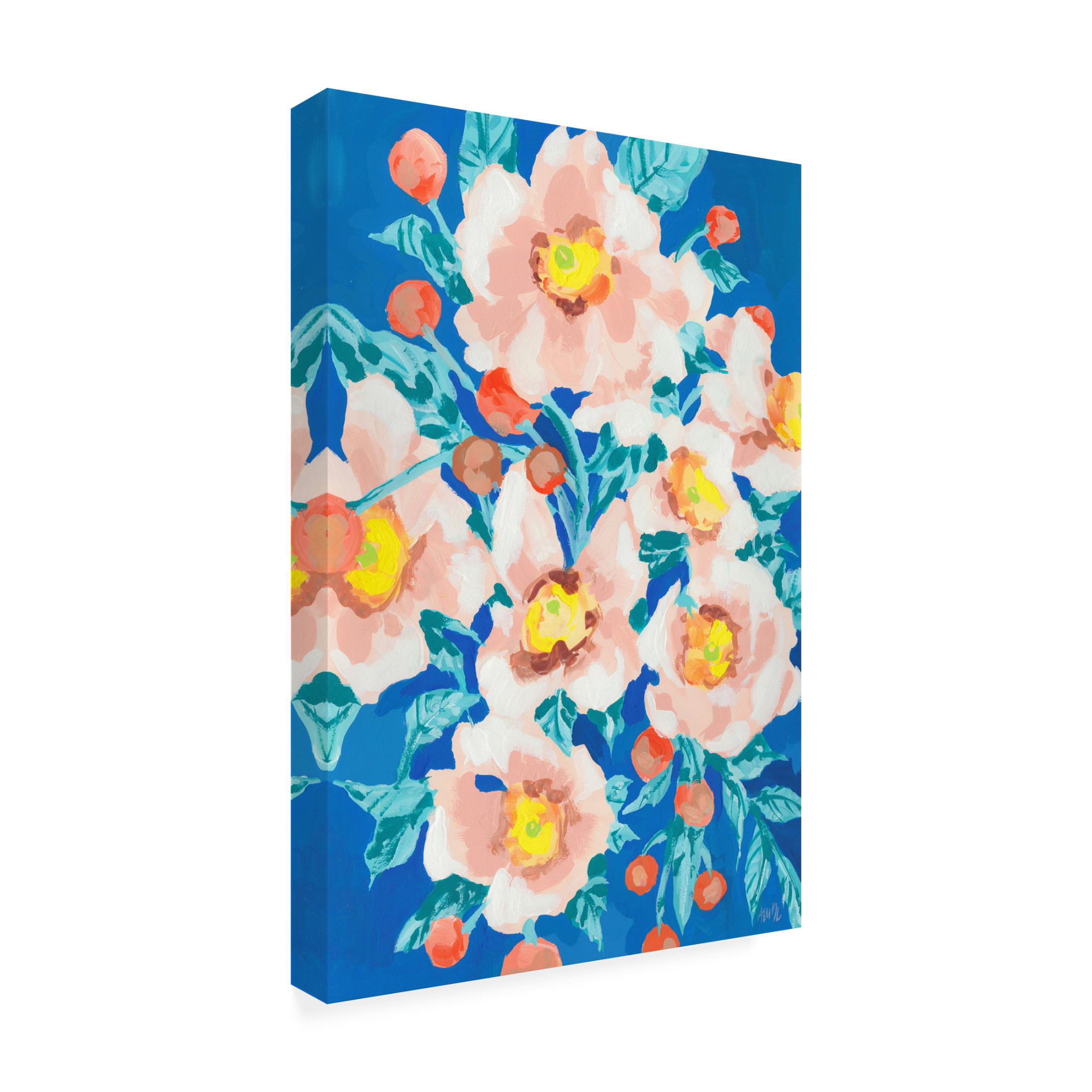 Trademark Fine Art Ania Zwara  Cobalt Blue With Anemones Canvas Wall Art