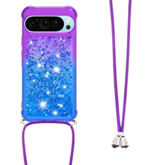 GY-MCKK for Google Pixel 10 Pro XL Case Girls Women Cute Glitter Soft TPU Phone Case with Strap Lanyard Shockproof Protective Cover-B4
