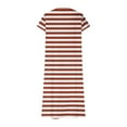 thumbnail image 4 of Womens Fashion Short Sleeve A-Line Dresses Party Summers Loose Fit Stripe Dress V Neck, 4 of 4