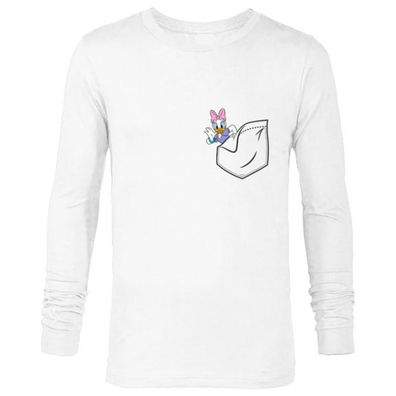 Disney Mickey & Friends Daisy Duck Small Pocket - Long Sleeve T-Shirt for Men - Customized-White