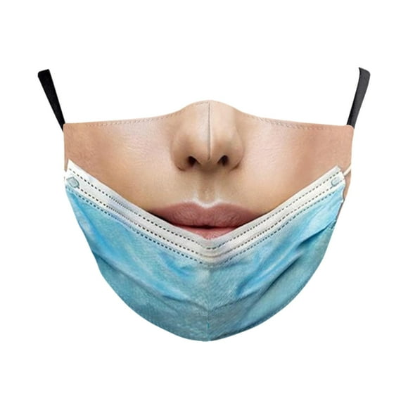 Mascarilla facial divertida de broma para adultos con patrón de broma y truco para cubrirse la boca B