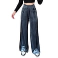 thumbnail image 1 of Pantalones de Terciopelo para Mujer Terciopelo Reflectante Pantalones de Trabajo de Pierna Ancha con Cintura elástica Informal Pantalones Rectos con Bolsillos Gris M, 1 of 6