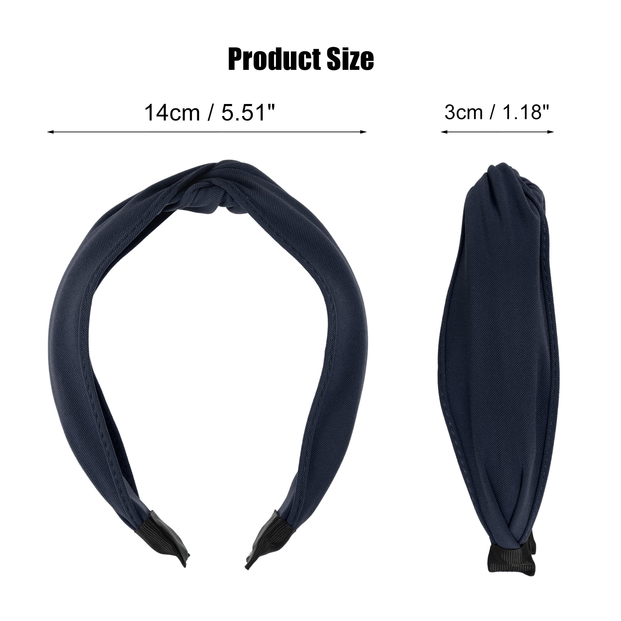 Unique Bargains Satin Knotted Headband Hairband for Women 1.2 Inch Wide Navy Blue