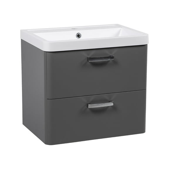 Modern Wall-Mounted Bathroom Vanity with Washbasin | Fiona Gray Matte Collection | Non-Toxic Fire-Resistant MDF-24"-Omega Collection 32"