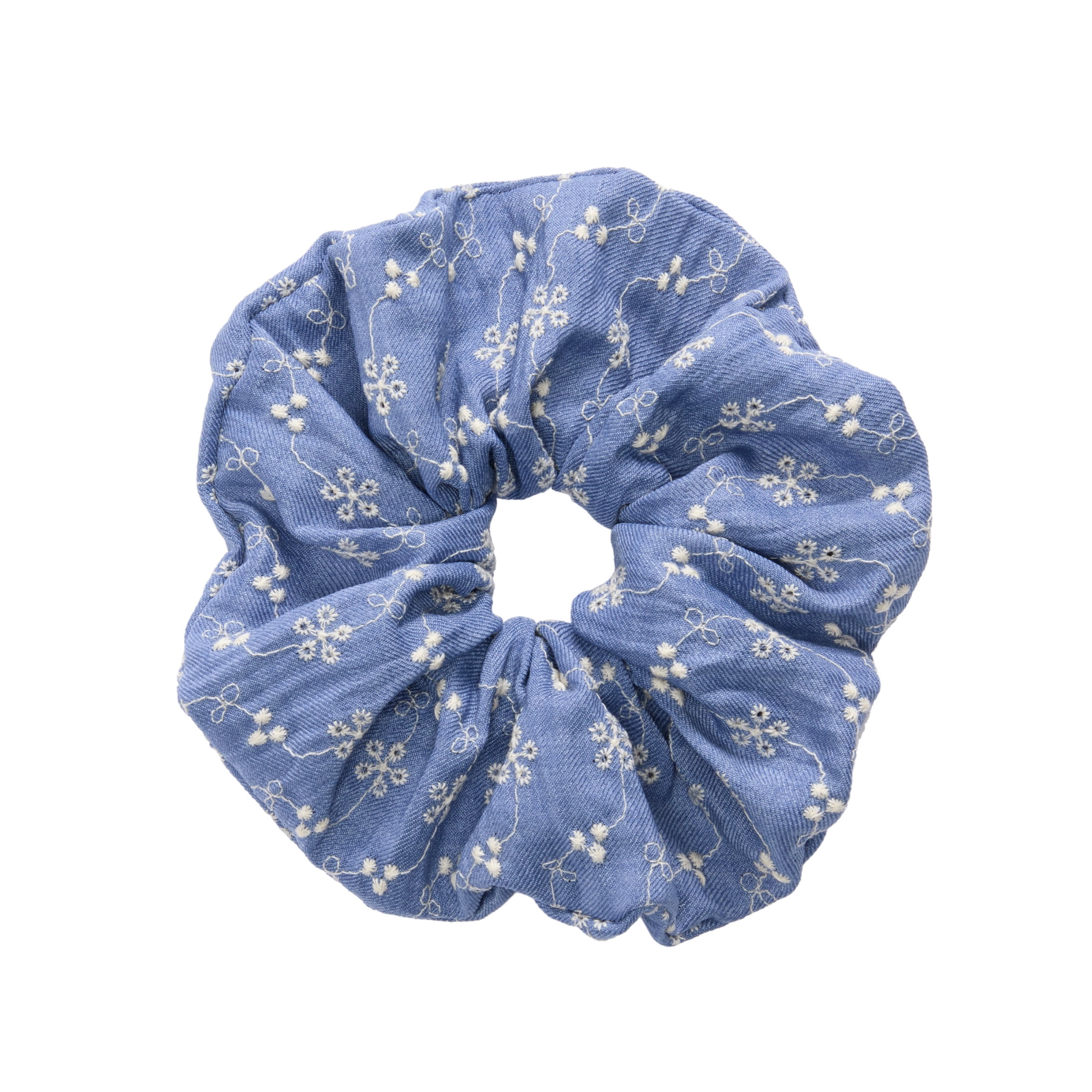 Goody x Lee Large Denim Scrunchie, No-Damage Elastic, All Hair Types, 1 Pack