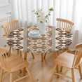 thumbnail image 2 of Round Elastic Tablecloth, Waterproof and Reusable, 44", Bohemian Mandala Pattern, Ideal for Dining or Patio Table, 2 of 4