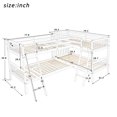 thumbnail image 7 of Twin-Over-Twin L-Shaped Bunk Bed , Quad Bunk Bed with Angle Ladder and Security Guardrail, Twin Size Bunk Beds for 4, Wooden Corner Bunk Beds for Kids, Teens, Adults, No Box Spring Needed, Gray, 7 of 7