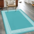 thumbnail image 3 of Turquoise Large Area Rugs for Bedroom Living Room, Soft Non Slip Carpet Bedside Rug, Geometric Boho Ethnic Tile Chic Monochrome Rectangular Floor Cover Kitchen Accent Rug 3'x5' for Dining Room/Office, 3 of 9