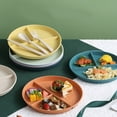 thumbnail image 4 of Assiette Divisée 3 Compartiments Réutilisable Plateau Repas Salade Vaisselle Vert Foncé, 4 of 9