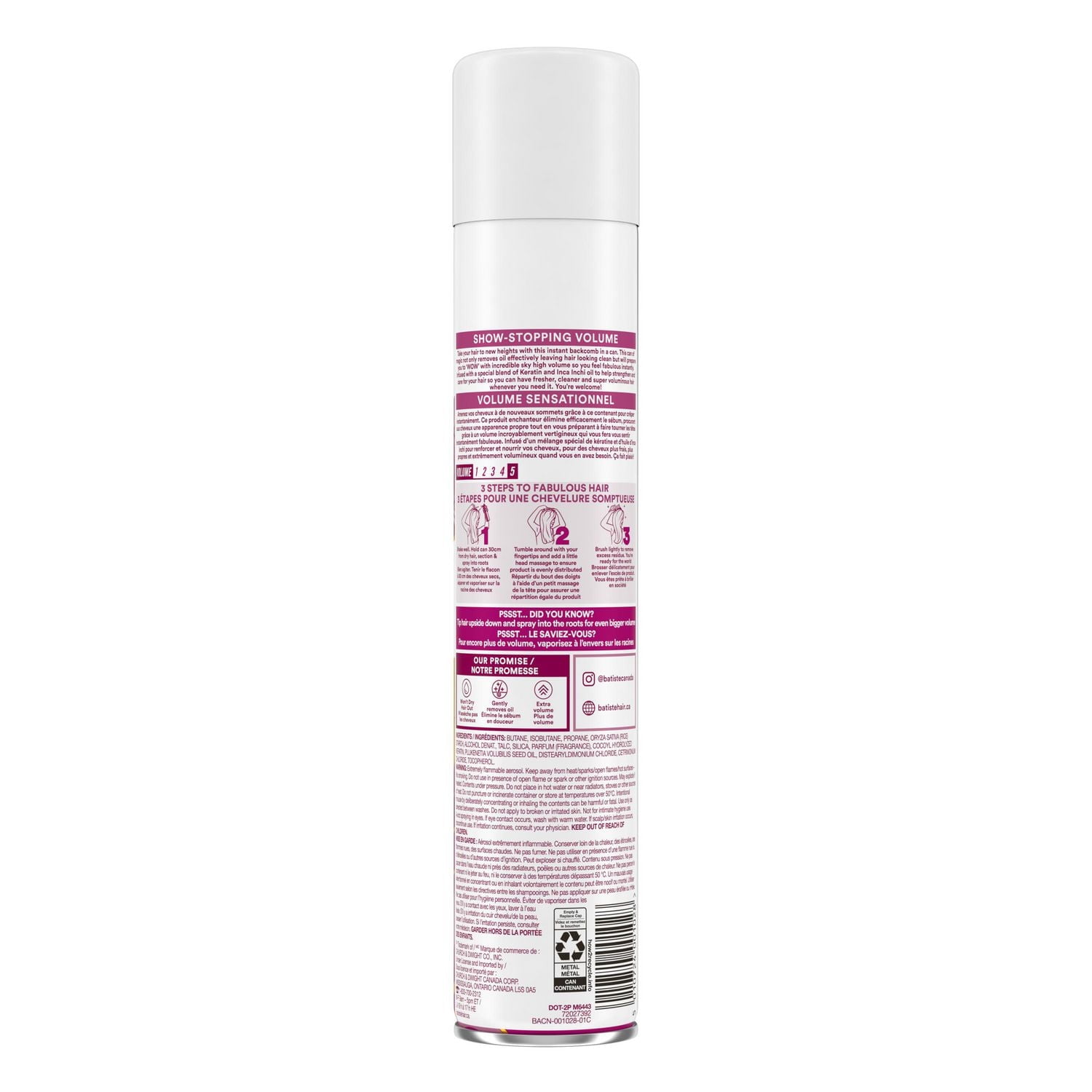 Batiste XXL Volume Dry Shampoo Spray, Value Pack, Waterless Shampoo for Added Hair Texture and Body, Large Format, 350mL