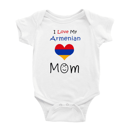 

I Love My Armenian Mom Cute Baby Bodysuits (White 12-18 Months)