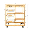 thumbnail image 5 of Tcbosik Kitchen Island Cart, Rolling Microwave Stand Baker Cart, Trolley Table with 2 Drawers, 3 Baskets and 3 Shelves for Kitchen, Dining Room, Wood Color, 5 of 6