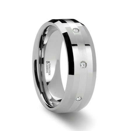 Palladium Oval Ring - Devonshire Palladium Inlaid Beveled Diamond Tungsten Carbide Ring