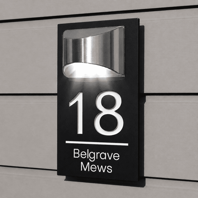 Personalized Solar House Number Plaques with Light Custom Front Door Address Signs for Home Durable and Weatherproof