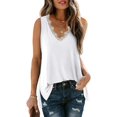 thumbnail image 1 of Womens Tank Tops V Neck Lace Side Split Summer Sleeveless Tops, 1 of 5