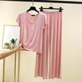 thumbnail image 2 of Wlynlyn Womens Lounge Sets 2 Piece Pjs Outfits Short Sleeve Crewneck T-Shirts Drawstring Wide Leg Pants Sleepwear, 2 of 4