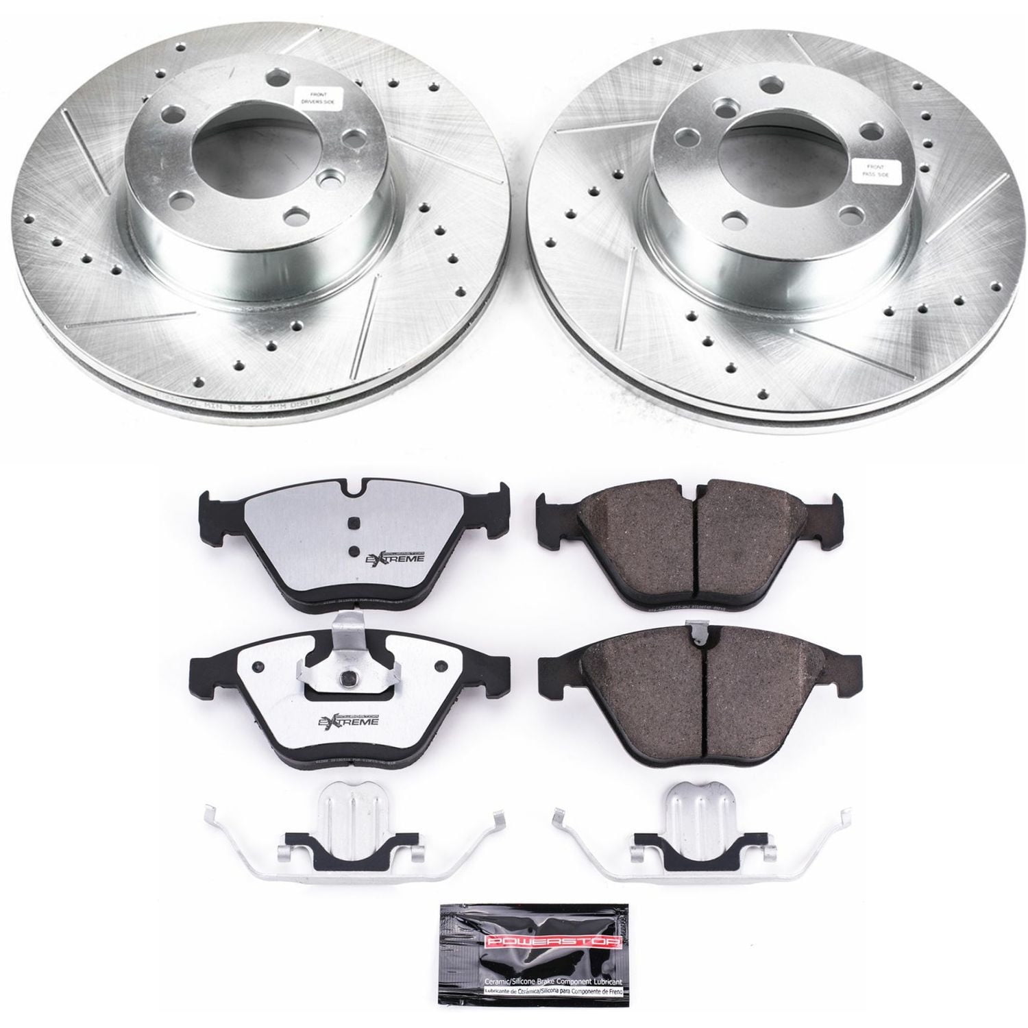 PowerStop Front Z26 Street Warrior Carbon-Fiber Ceramic Brake Pad and Drilled and Slotted Rotor Kit Fits: BMW Select Models K6073-26